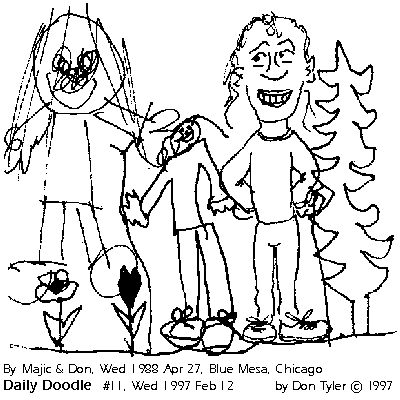 Three people, by Majic and Don, Wed 1988 Apr 27, Blue Mesa, Chicago