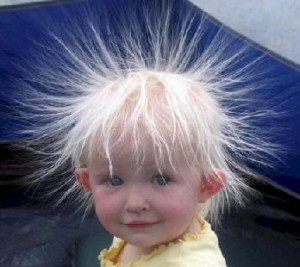 Baby with electric hair