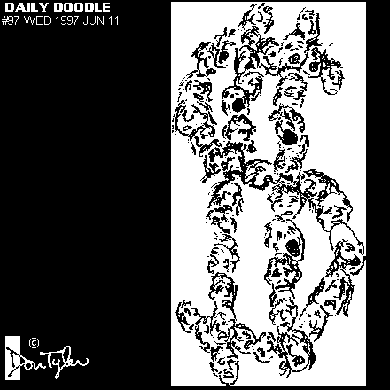 Wailing faces in a dollar sign