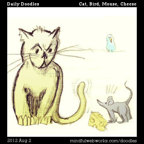 Cat, Bird, Mouse, Cheese