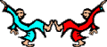 Animated GIF of two monks dancing.