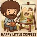 Bob Ross paints happy little coffees