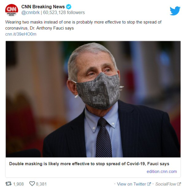 Fauci: Wear TWO masks