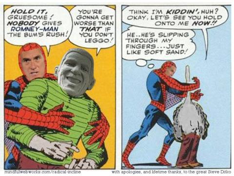 Two panels from Spider-Man comic, modified