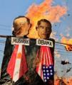 Mubarak and Obama effigies burning