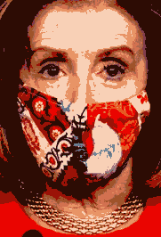 Pelosi, masked