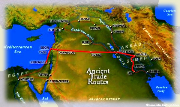 Map: Ur to Jerusalem